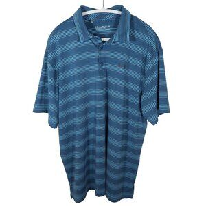UNDER ARMOUR Loose fit Heat Gear Teal Striped Golf Polo Shirt Size 2XL